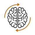 Human brain with arrows, creative, brainstorming icon Ã¢â¬â vector